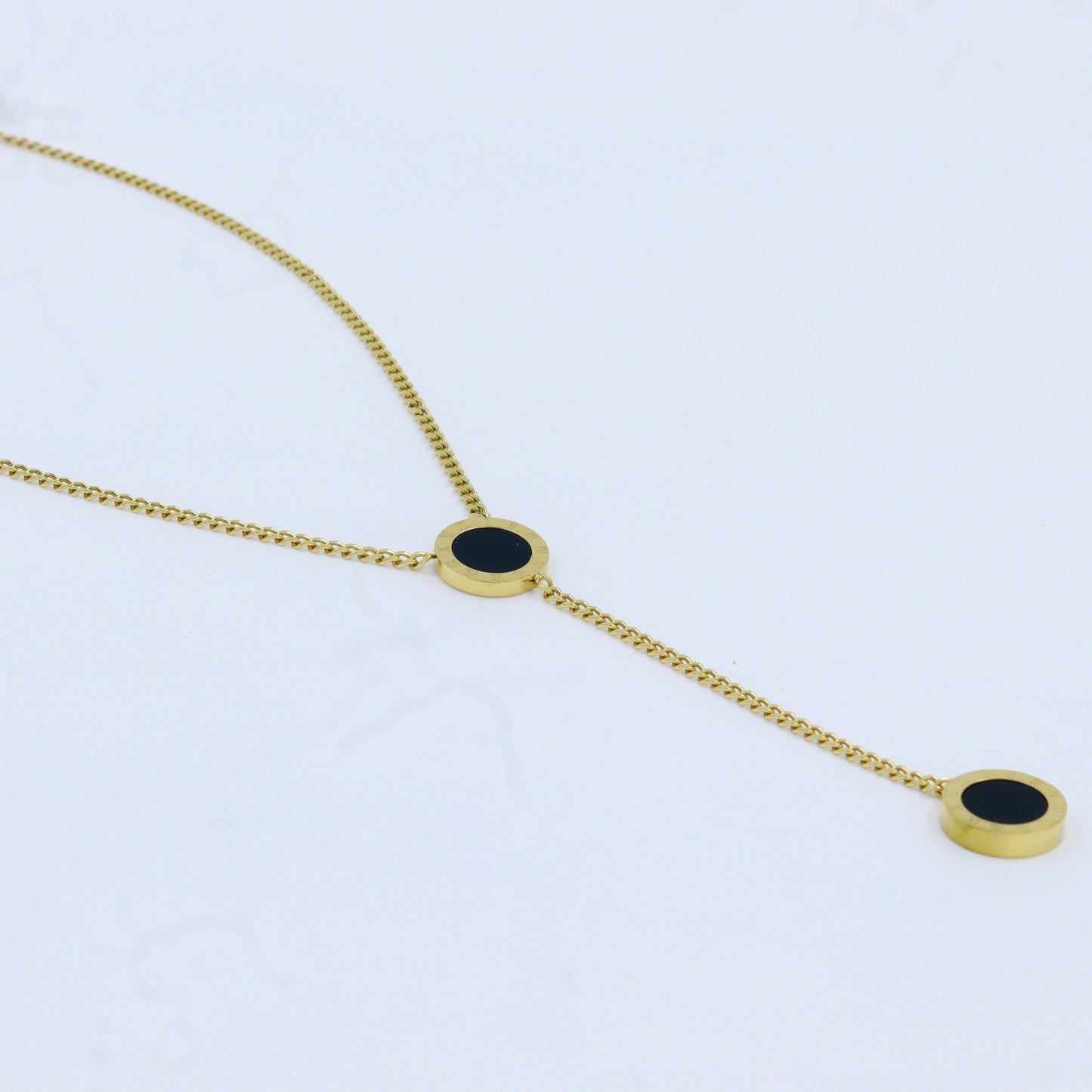 Anti Tarnish Gold Toned Black and White Fancy Pendant