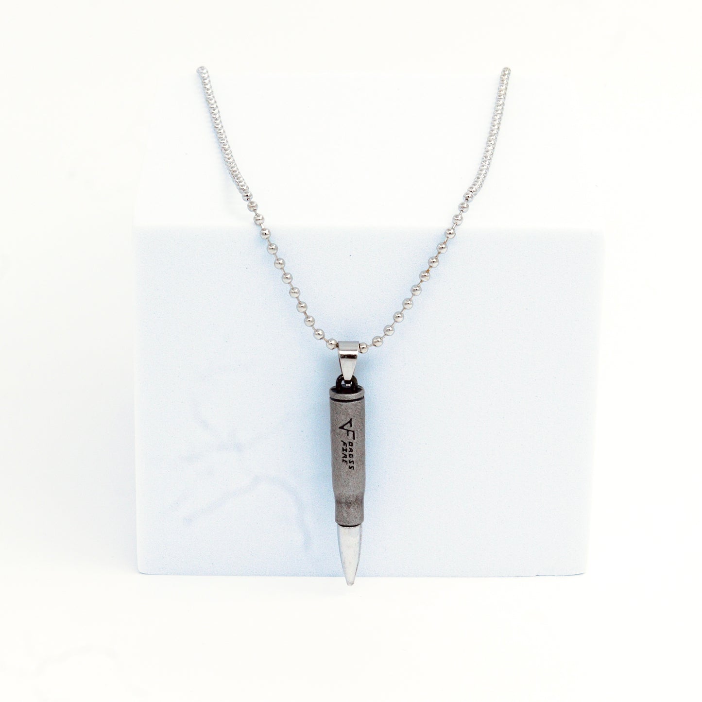 Grey Plate Bullet Pendant