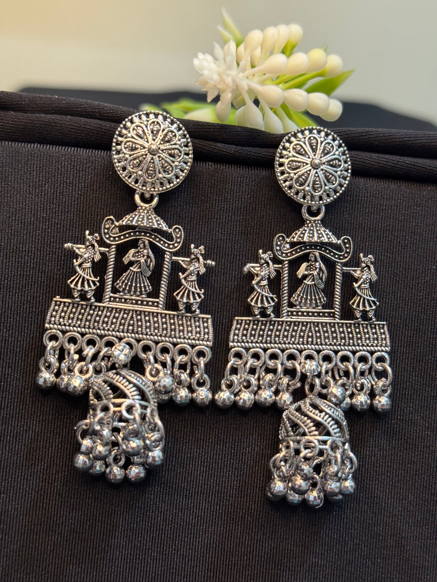 Oxidized Silver Polish Doli Dulhan Design Earring