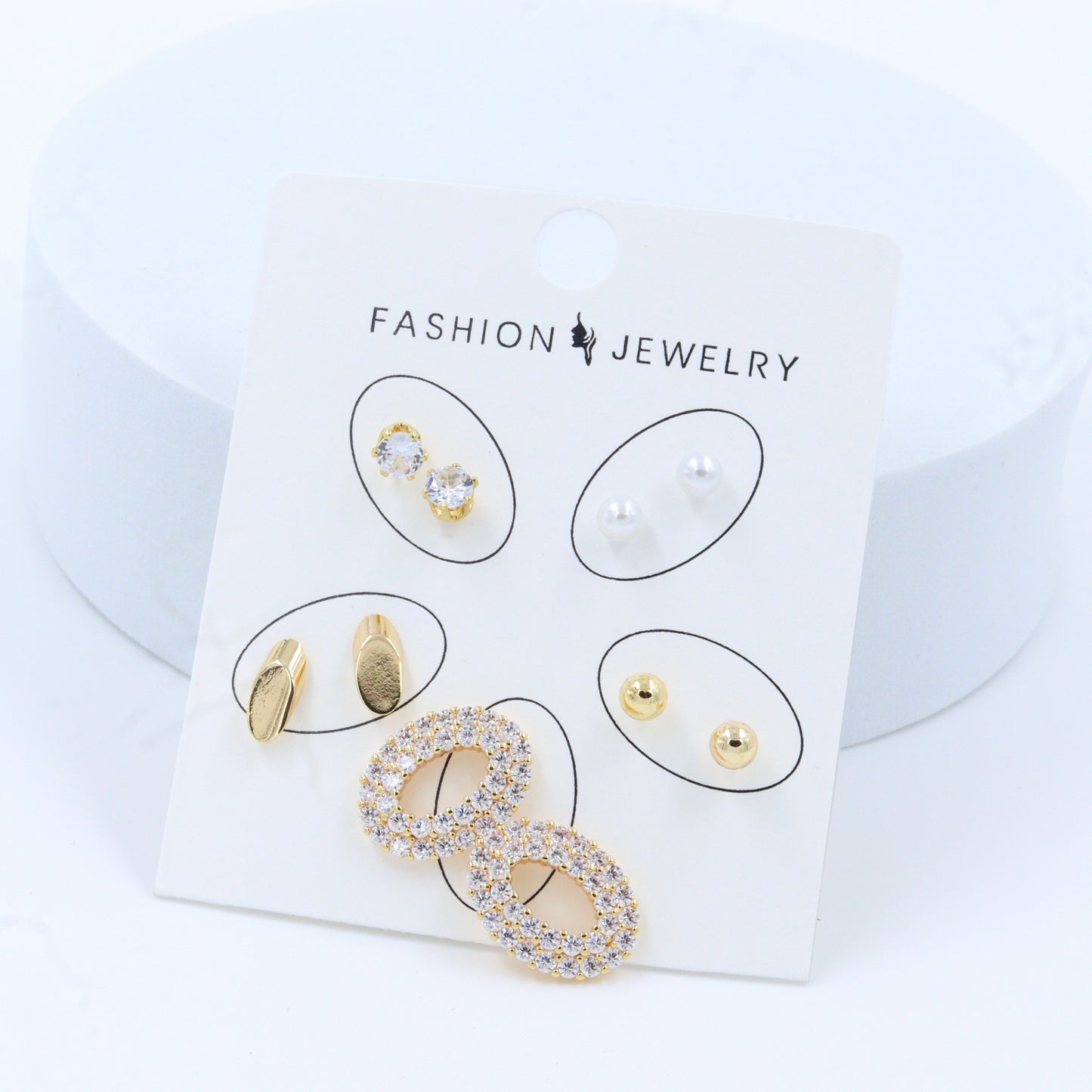 Trendy AD and Pearl Gold Plated Earrings