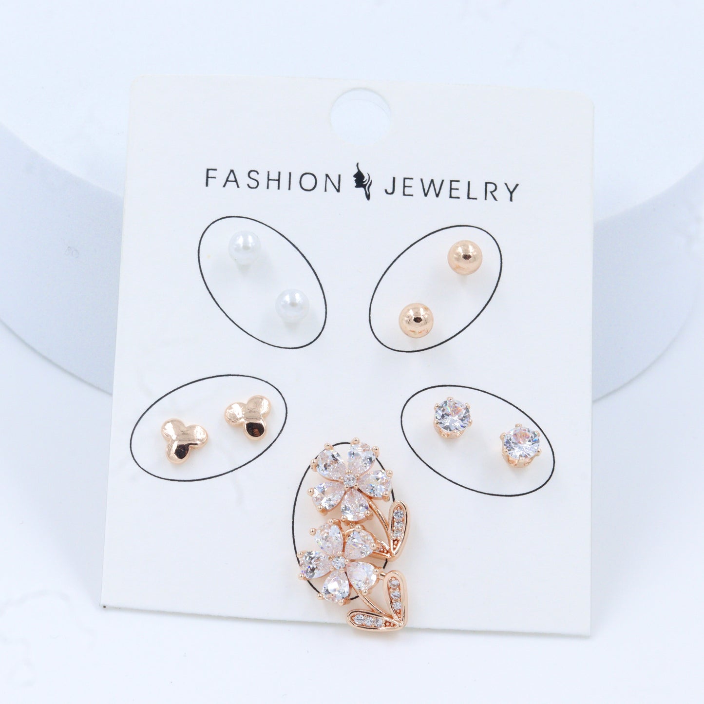 Trendy AD and Pearl Gold Plated Earrings