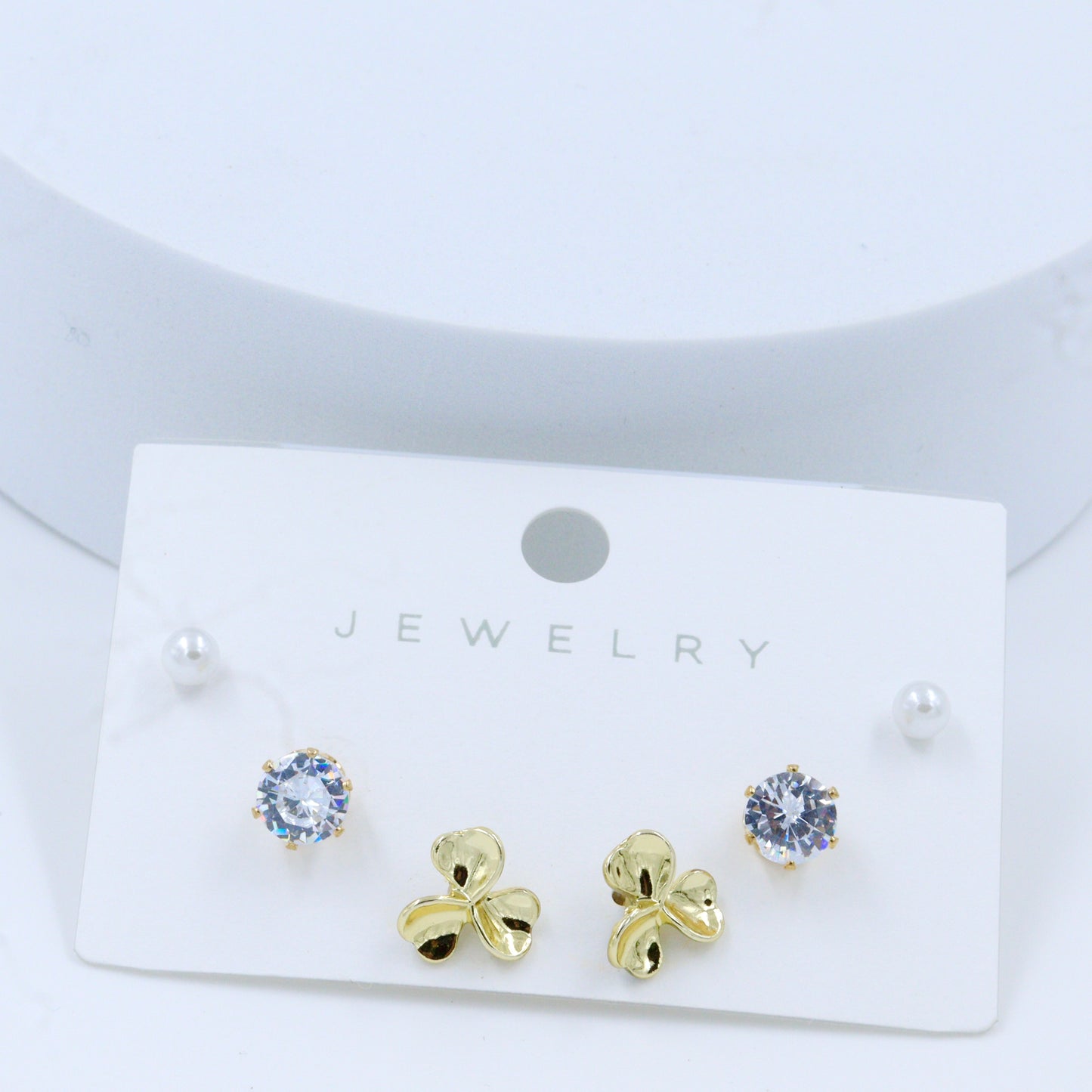 Trendy AD and Pearl Gold tone Earrings