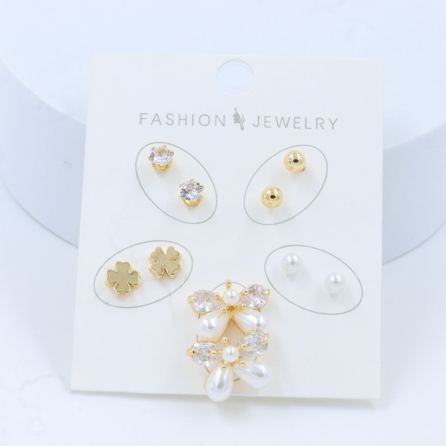 Trendy AD and Pearl Gold Plated Earrings