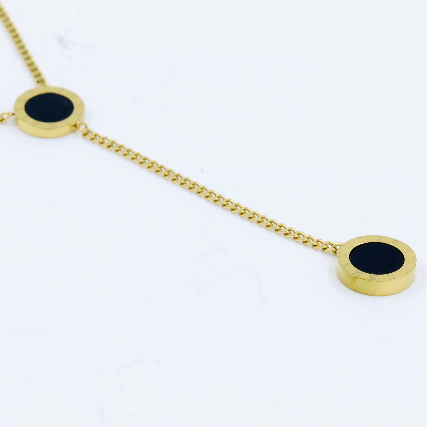 Anti Tarnish Gold Toned Black and White Fancy Pendant