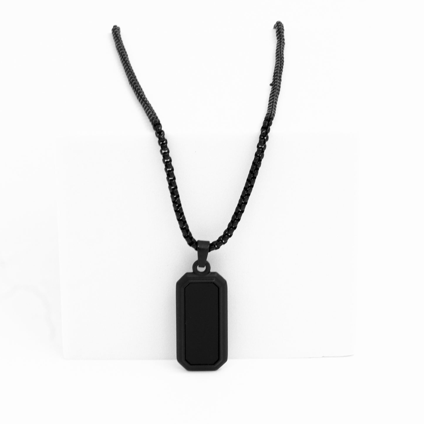 3D Rectangle Bar Stainless Steel Black Pendant