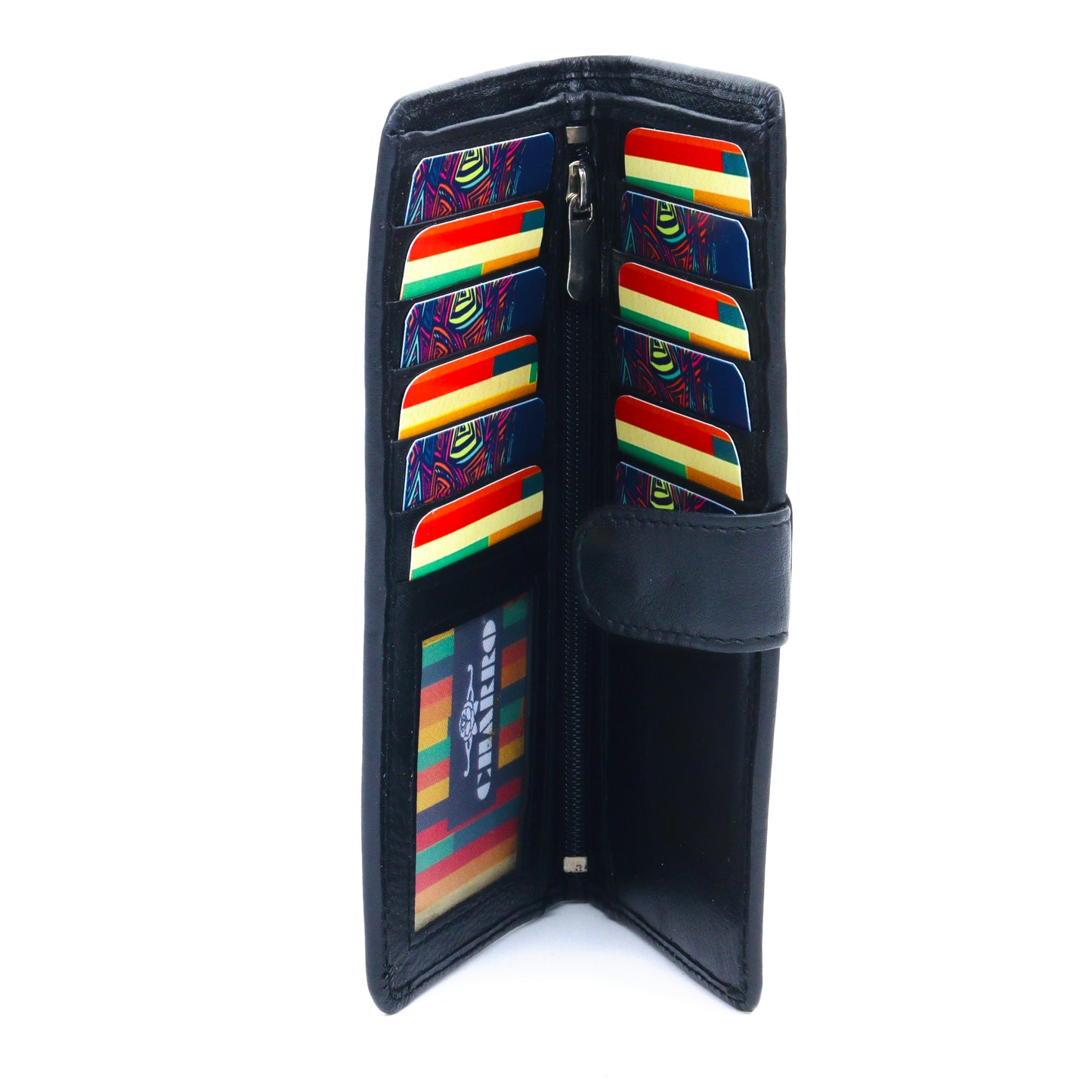 Long Zippered Wallet: Soft Leather Zipper Clutch Bag Money Storage Pouch Large Capacity Wallet Credit Cards Holder Black