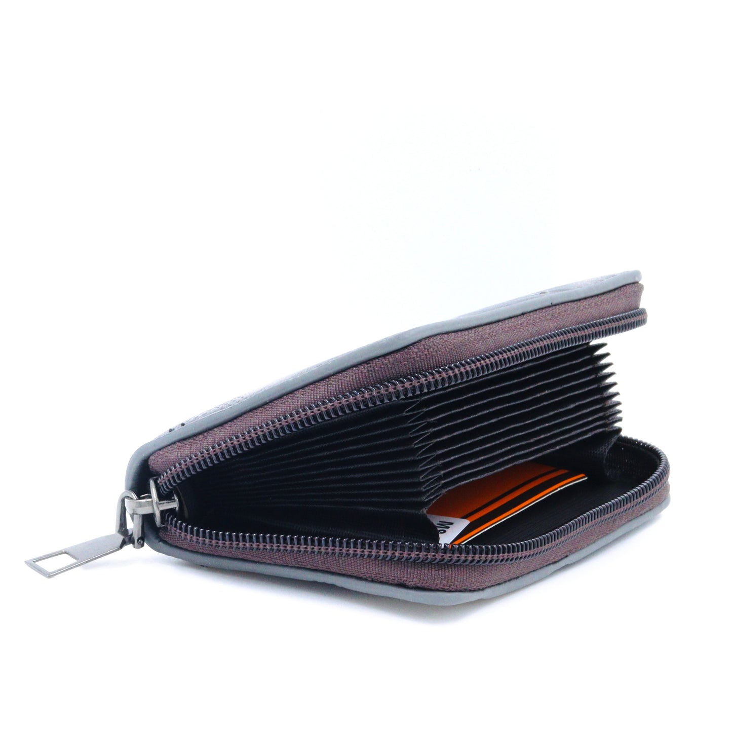 Printed Credit/Debit Card Holder Money Wallet Zipper Coin Purse Unisex Grey