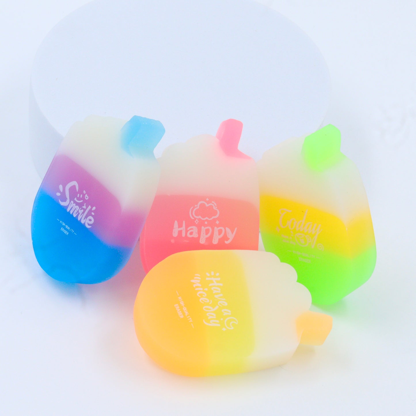 Ice Cream Shape Pink/Blue/Yellow/Orange Eraser Combo