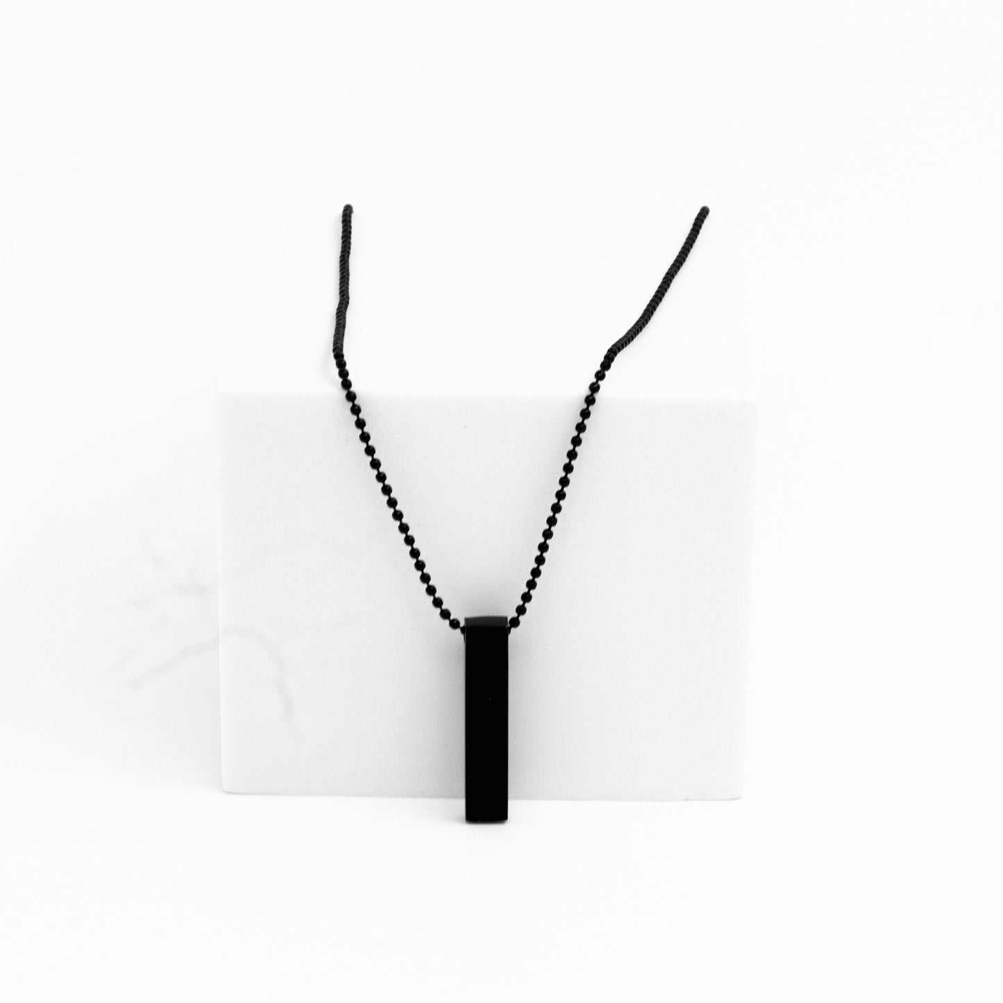3D Cuboid Vertical Bar\ Stick Stainless Steel Black Pendant