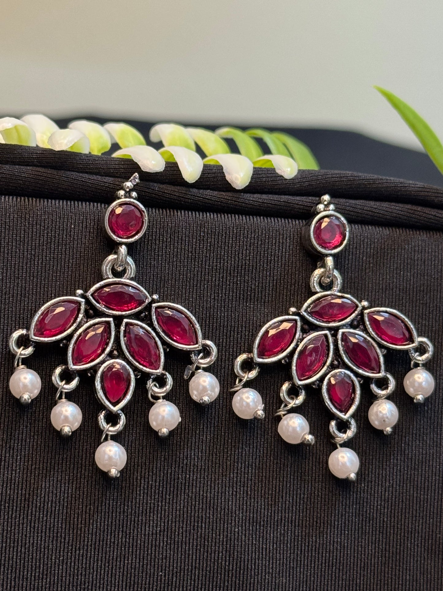 BEAUTIFUL TRADITIONAL WEDDING FLOWER DESIGN KUNDAN STONE WORK JHUMKA PINK COLOR