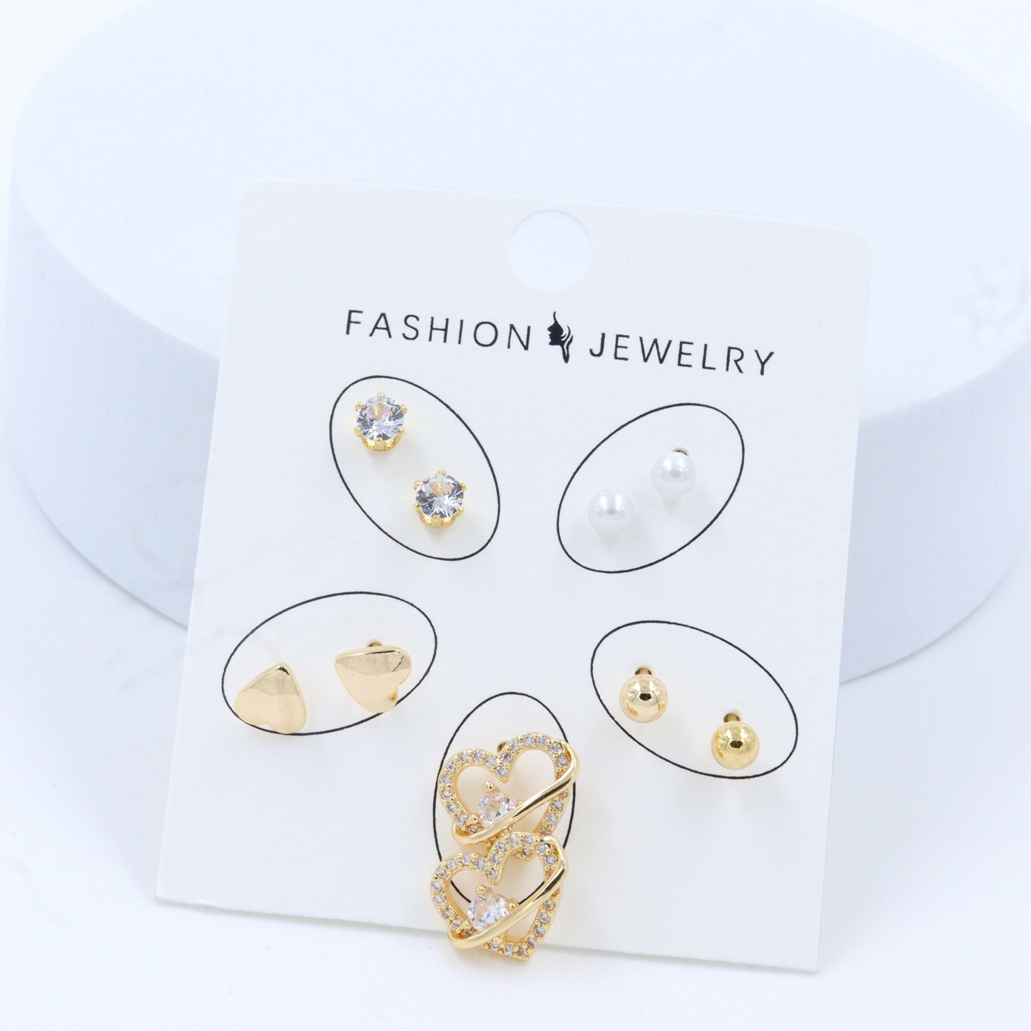 AD and Pearl Gold Plated Earrings