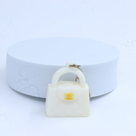 White Purse Keychain