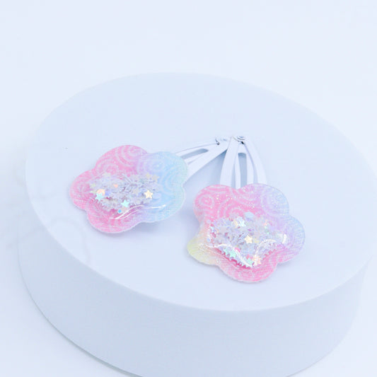 Cute Star Pink-Blue Bow Baby Hair Clips