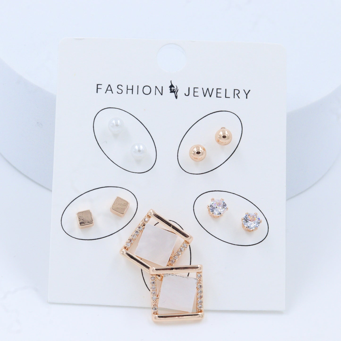 Trendy AD and Pearl Gold Plated Earrings