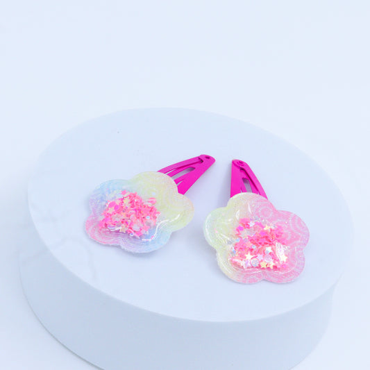 Cute Star Pink-Yellow Bow Baby Hair Clips