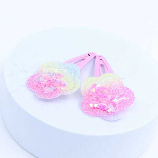 Cute Star Pink-Yellow Bow Baby Hair Clips