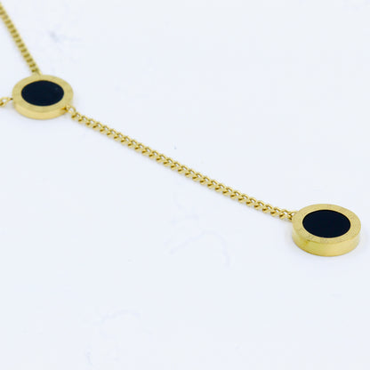 Anti Tarnish Gold Toned Black and White Fancy Pendant