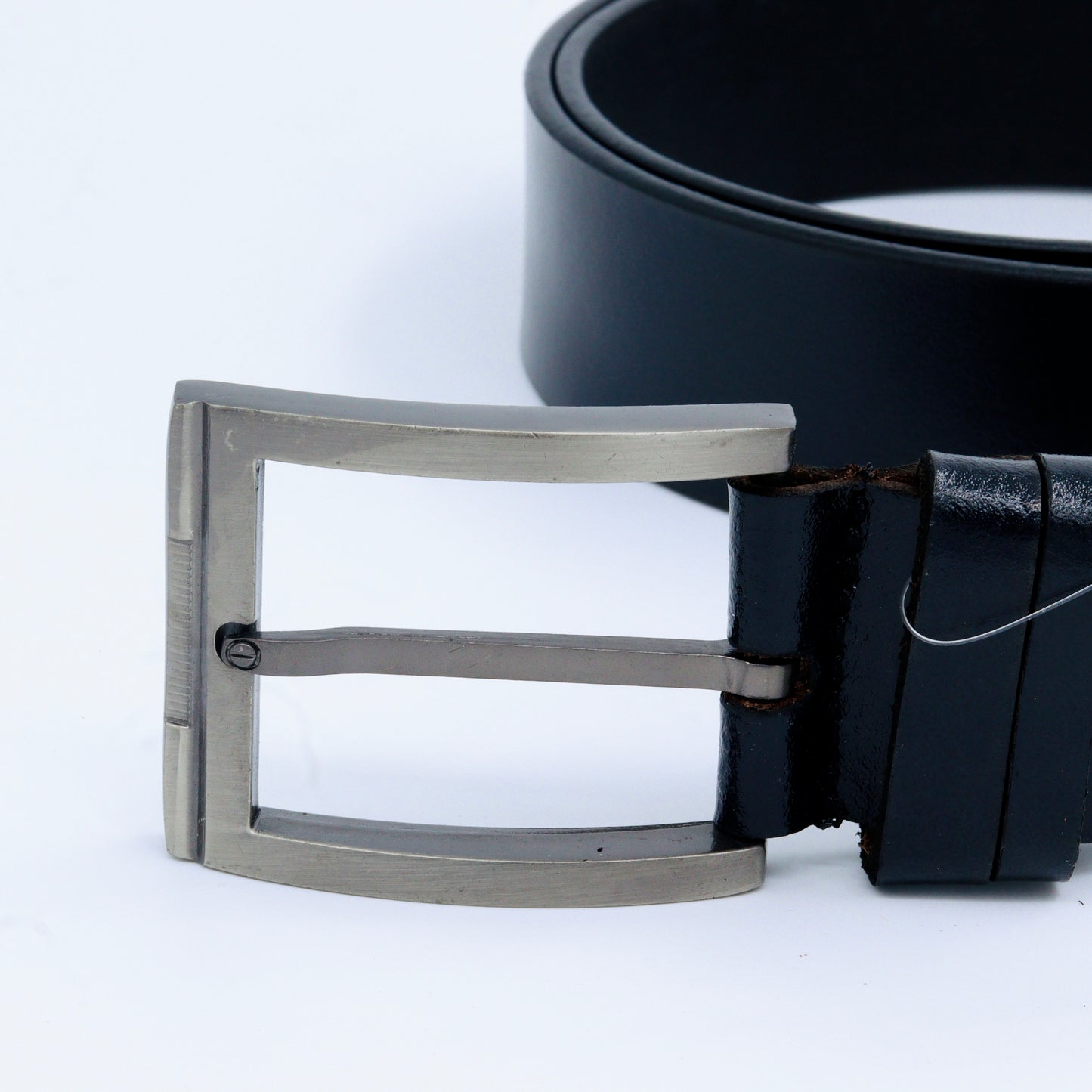 Casual Solid Black Genuine Leather Belt