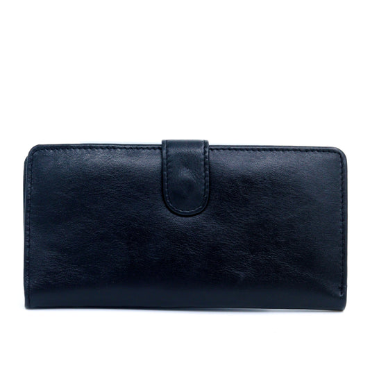 Long Zippered Wallet: Soft Leather Zipper Clutch Bag Money Storage Pouch Large Capacity Wallet Credit Cards Holder Black
