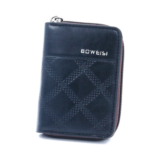 Printed Credit/Debit Card Holder Money Wallet Zipper Coin Purse Unisex Black