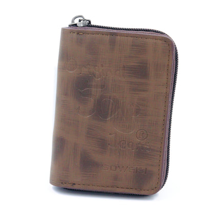 Printed Credit/Debit Card Holder Money Wallet Zipper Coin Purse Unisex Deep Coffee