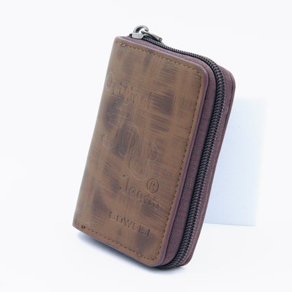 Printed Credit/Debit Card Holder Money Wallet Zipper Coin Purse Unisex Deep Coffee