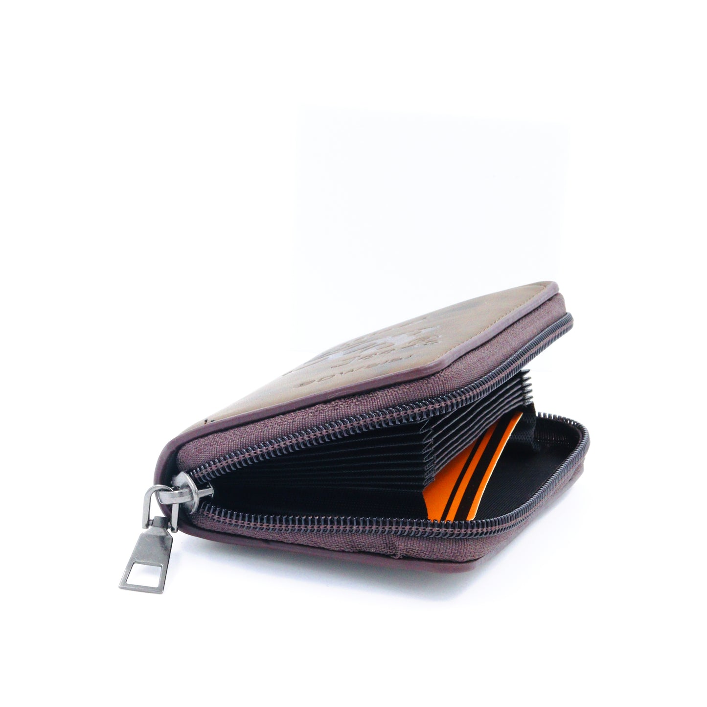 Printed Credit/Debit Card Holder Money Wallet Zipper Coin Purse Unisex Deep Coffee