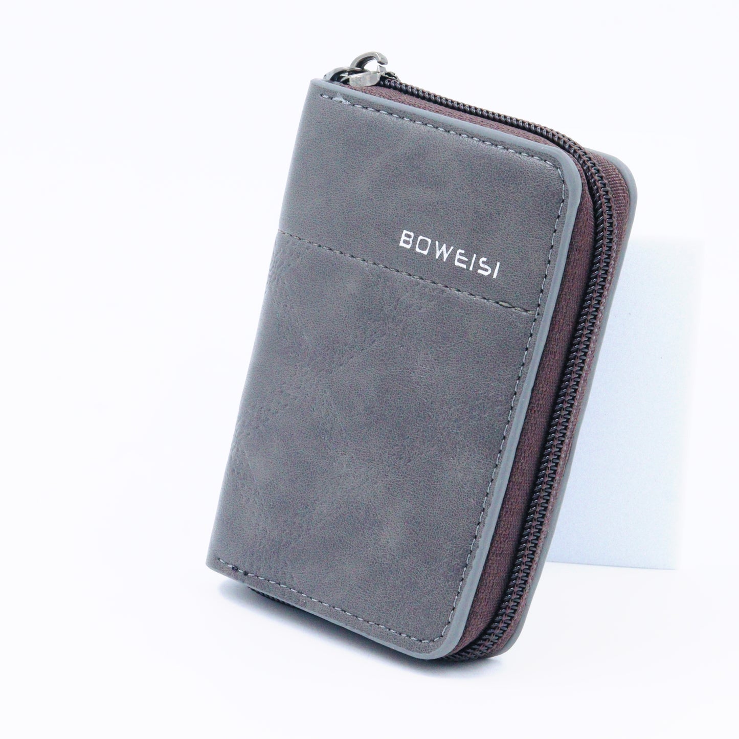 Printed Credit/Debit Card Holder Money Wallet Zipper Coin Purse Unisex Grey