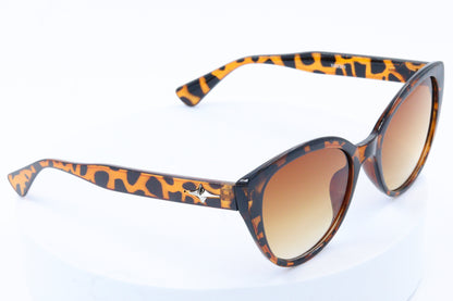 Trendy Women Cat-eye Light Brown Printed Shade Sunglass