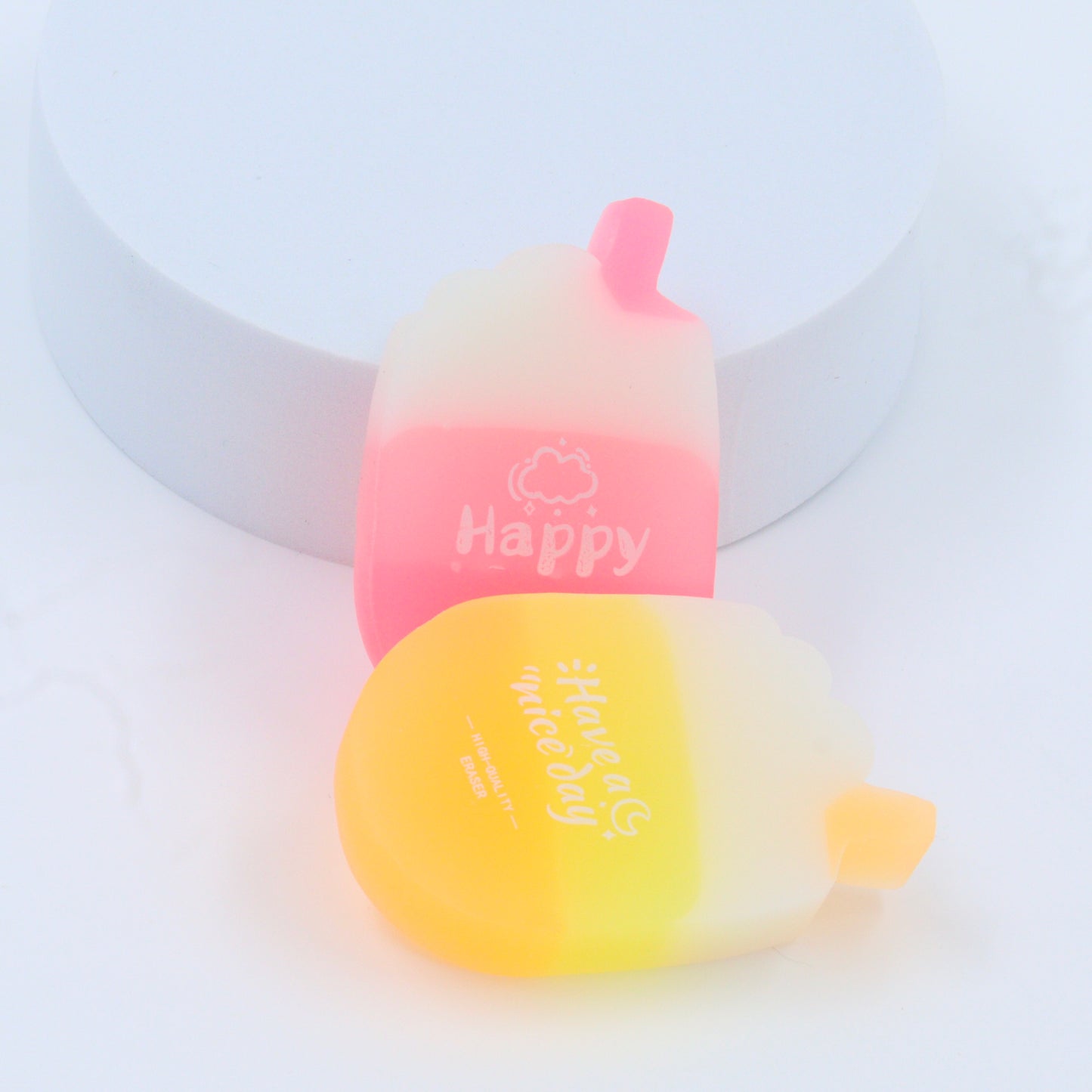Ice Cream Shape Pink/Yellow Eraser Combo