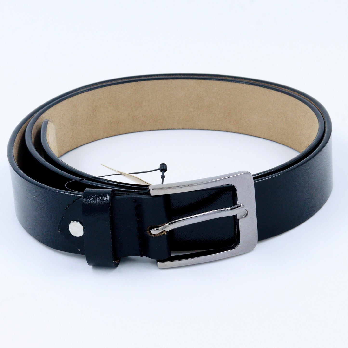 Casual Black Shiny Genuine Leather Belt