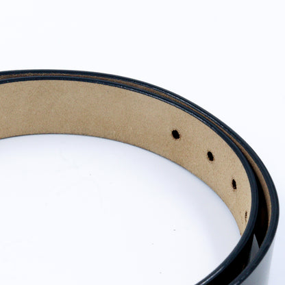 Casual Black Shiny Genuine Leather Belt