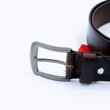 Casual Brown Pattern Genuine Leather Belt