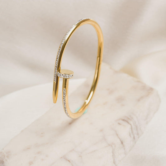 Fashionable  Steel Stone Gold Studded